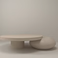 Modern Round Coffee Table With Cylindrical Base And Pebble Shaped Accent 3d model
