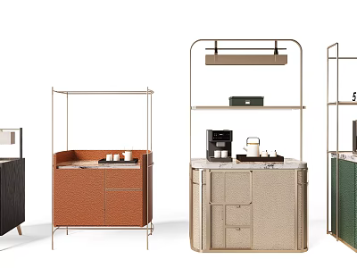 Modern Sideboard Collection With Metal Frame Multiple Colors Storage Doors And Open Shelves 3d model