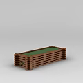 Tech Exhibition Hall Long Wooden Display Cabinet With Green Countertop And Modern Design