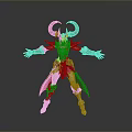 Mythical Fantasy 3D Character With Red Purple Armor Horns And Flowing Cape