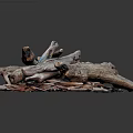 Natural Wood Sticks and Stone Fragments Stacked in Rustic Decorative Pile