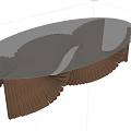 Modern Wooden Plant Stand With Glass Top And Unique Wave Design