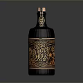 Elegant Dark Colored Decorative Bottle With Golden Patterns And Copper Cap