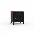 Classic Black Wooden Bedside Table With Two Drawers And Round Metal Knobs 3d model