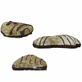 Homemade Baked Cookies In Irregular Shapes With Chocolate Stripes On Surface