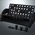Black Tool Organizer with Multiple Holes Circular Components and Small Accessories on Base