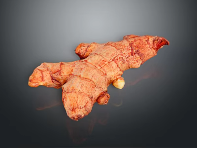 Fresh Organic Ginger Root Natural Healthy Culinary Ingredient on Black Background 3d model