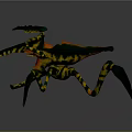 Colorful Fantasy Creature With Multiple Legs Claws And Yellow Green Black Orange Patterns