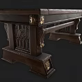 Vintage Dark Wooden Desk With Intricate Carved Legs Classic Design And Craftsmanship Details
