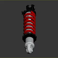 Car Shock Absorber With Red Coil Spring And Black Silver Components