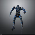 Blue Silver Armored Mech Robot Character With Mechanical Structure Standing Pose 3d model