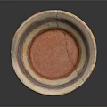 Artistic Handcrafted Bowl Shaped Sculpture Carving With Orange Brown Striped Texture