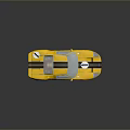 Yellow Sports Car With Black Stripes And Number 1 Decal Shiny Exterior