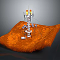 Mars Surface Exploration Equipment With Antenna Tower And Solar Panels 3d model