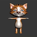 Cute 3D Cartoon Tiger With Orange White Fur Blue Eyes Open Arms Friendly Expression