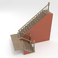 Modern Staircase Design With Red Wall Wooden Steps And Metal Railings
