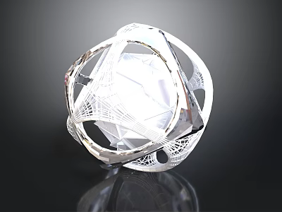 Transparent Spherical Glass Ornament With Hollow Geometric Structure For Home Decor 3d model
