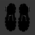 Black Lace Up Boots With Platform Sole And Metal Buckles Fashionable Design