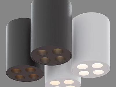 Modern Black And White Cylindrical Ceiling Lights With Multiple Bulb Holes 3d model