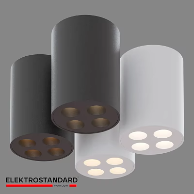 Modern Black And White Cylindrical Ceiling Lights With Multiple Bulb Holes 3d model
