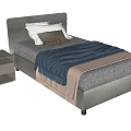 Modern Single Bed With Upholstered Headboard Colorful Pillows Bedside Table And Soft Blanket
