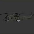 Green Military Transport Helicopter With Rotors Fuselage Windows On Dark Background