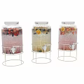 Transparent Glass Jars With Fruit Infused Drinks Metal Lids Stands And Spigots