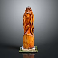 Handcrafted Wooden Furniture Sculpture With Long Beard Human Figure And Green Base