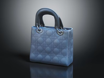 Blue Textured Leather Handbag With Circular Pattern And Handheld Handle Design 3d model