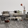 Quiet Sofa Tea Table Combination Sofa Coffee Table 3d model