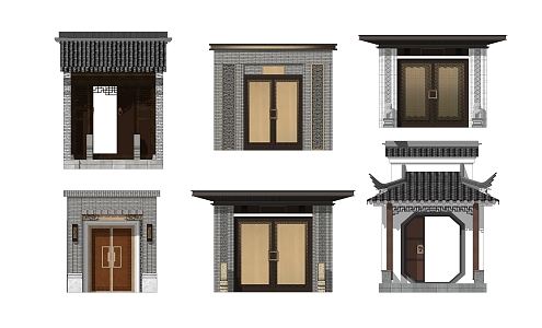 Chinese-style entrance door 3d model