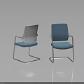 Modern Office Chair With Blue Cushion White Mesh Back And Metal Frame