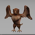 Mythical Red Eagle Headed Creature 3D Sculpture Standing With Spread Wings 3d model