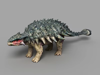 Armored Dinosaur Model With Green Skin Back Spikes And Red Eyes 3d model