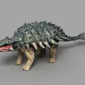 Armored Dinosaur Model With Green Skin Back Spikes And Red Eyes