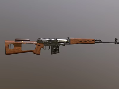 Classic Vintage Rifle With Wooden Stock Metal Components And Detachable Magazine 3d model