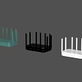 Three Wireless Routers In Various Colors With Multiple Antennas For Home Network