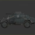 Military Armored Vehicle With Four Wheels Mounted Machine Gun And Open Grid Hatch
