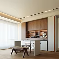 Elegant Modern Restaurant Kitchen Interior With Wooden Cabinets Marble Island And Lighting