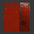 Vintage Red Refrigerator With Open Door And Interior Storage Shelves