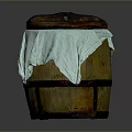 Rustic Wooden Home Storage Bucket With Lid Covered In White Cloth