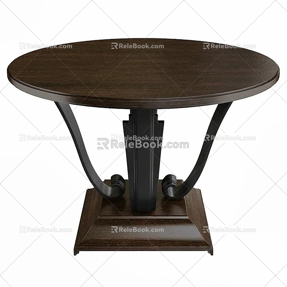 American Style Simple European Wooden Round Table 3d model