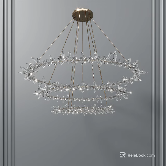 Elegant Crystal Chandelier With Multi Tiered Metal Frame And Sparkling Design 3d model 
