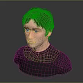 Realistic 3D Male Character Bust With Brown Hair And Dark T-Shirt