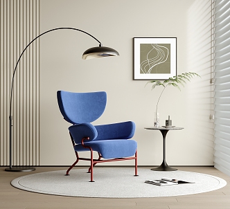 Modern Leisure Chair Single Chair Fishing Floor Lamp Side Corner 3d model