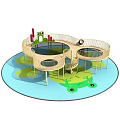 Fun Outdoor Children's Play Structure With Circular Platform Slide Railings And Frog Decoration