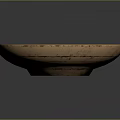 Round Textured Ceramic Plate With Dark Brown Surface And Golden Rim For Household Use