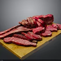Fresh Raw Beef Slices Neatly Arranged On Wooden Cutting Board Ready To Cook