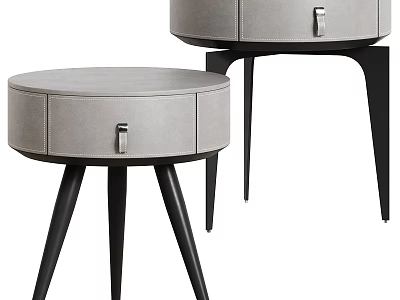Stylish Modern Bedroom Nightstand with Gray Leather Top Drawer and Black Legs 3d model