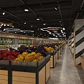 Well Lit Supermarket Department Store Interior Featuring Fresh Fruits Vegetables And Refrigerated Sections